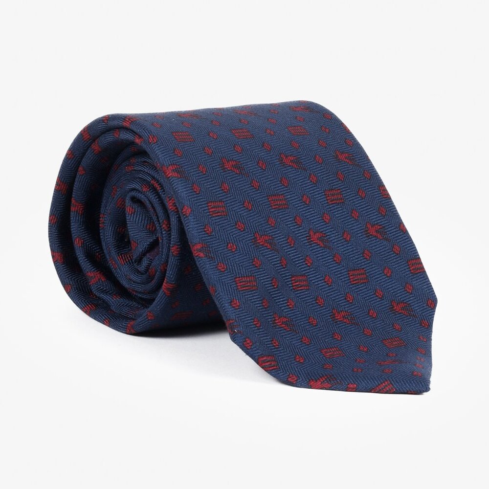 Etro Navy and Burgundy Silk Tie